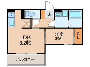 D-room竹下B棟の物件間取画像